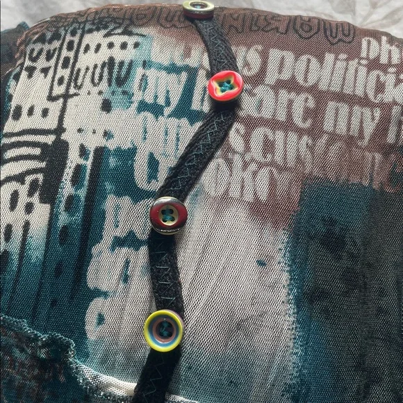 NWT Pretty Angel Vintage Deadstock Patchwork Graphic Asymmetric Midi Dress Large - Picture 11 of 11